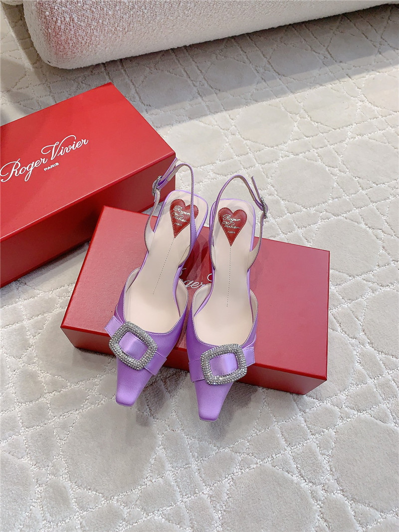 Roger Vivier Viv’ Canard Satin Purple Slingback Pumps