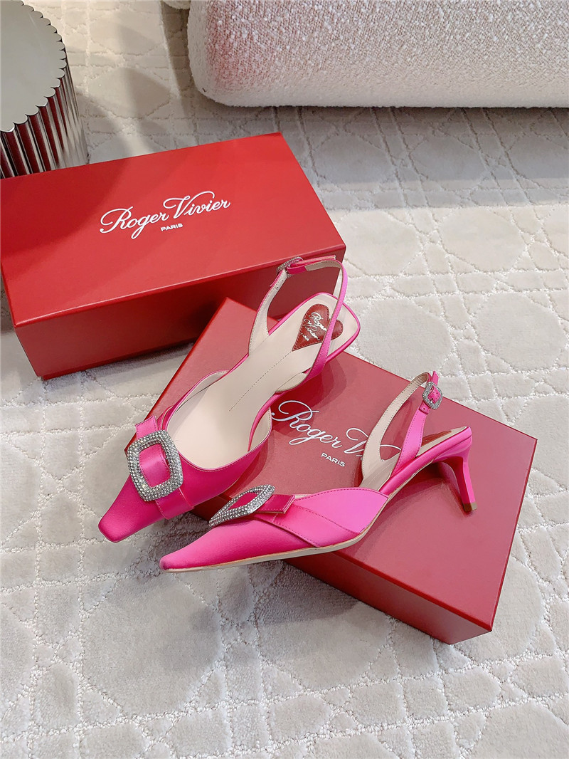 Roger Vivier Viv’ Canard Satin Fuchsia Slingback Pumps