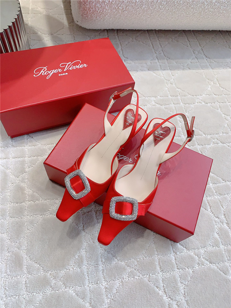 Roger Vivier Viv’ Canard Satin Red Slingback Pumps