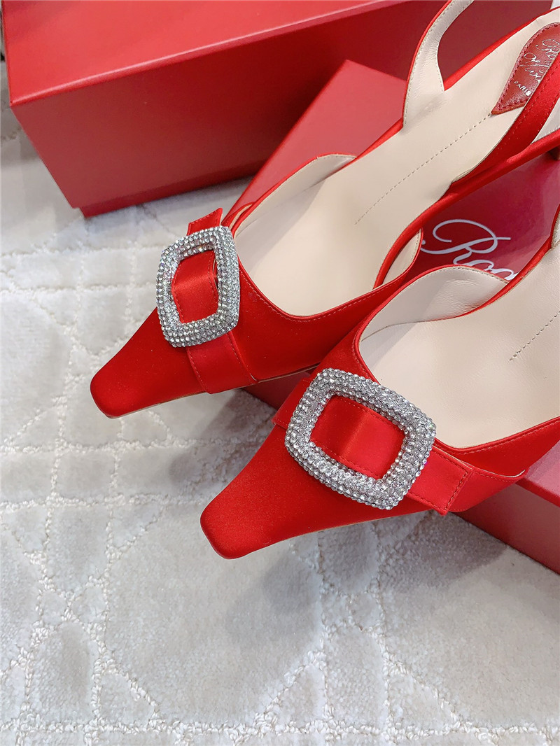 Roger Vivier Viv’ Canard Satin Red Slingback Pumps
