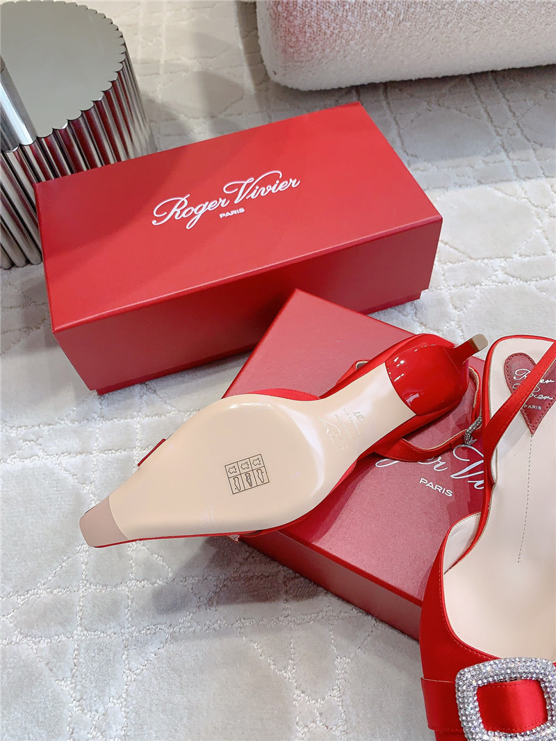 Roger Vivier Viv’ Canard Satin Red Slingback Pumps
