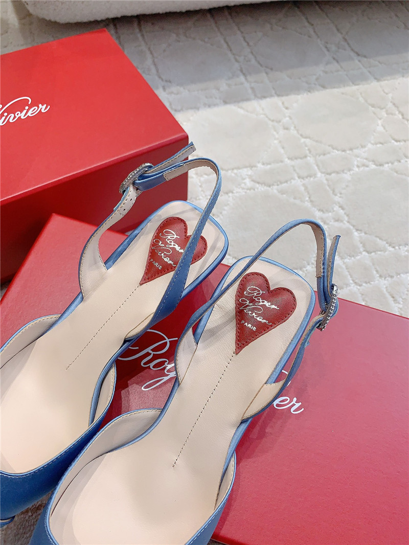 Roger Vivier Viv’ Canard Satin Blue Slingback Pumps