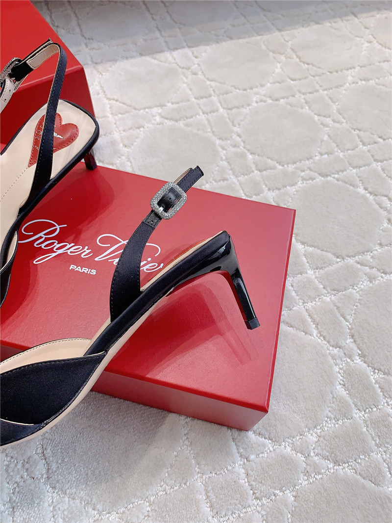 Roger Vivier Viv’ Canard Black Satin Slingback Pumps