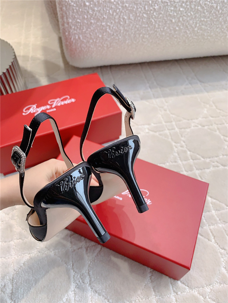 Roger Vivier Viv’ Canard Black Satin Slingback Pumps