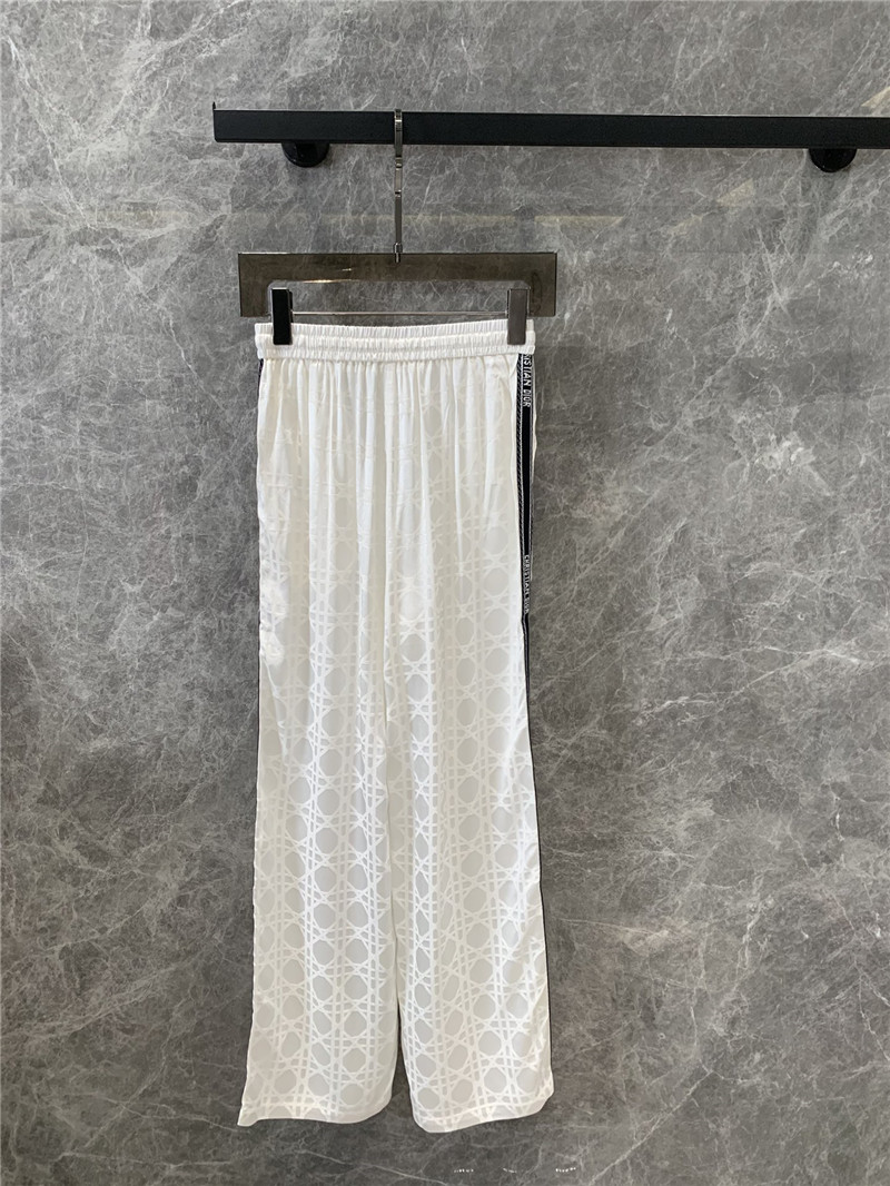 D10r oblique white jacquard velvet wide-leg pants