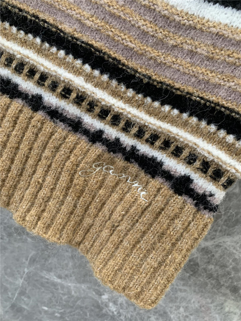 Ganni V-neck striped color block knit vest replica clothing