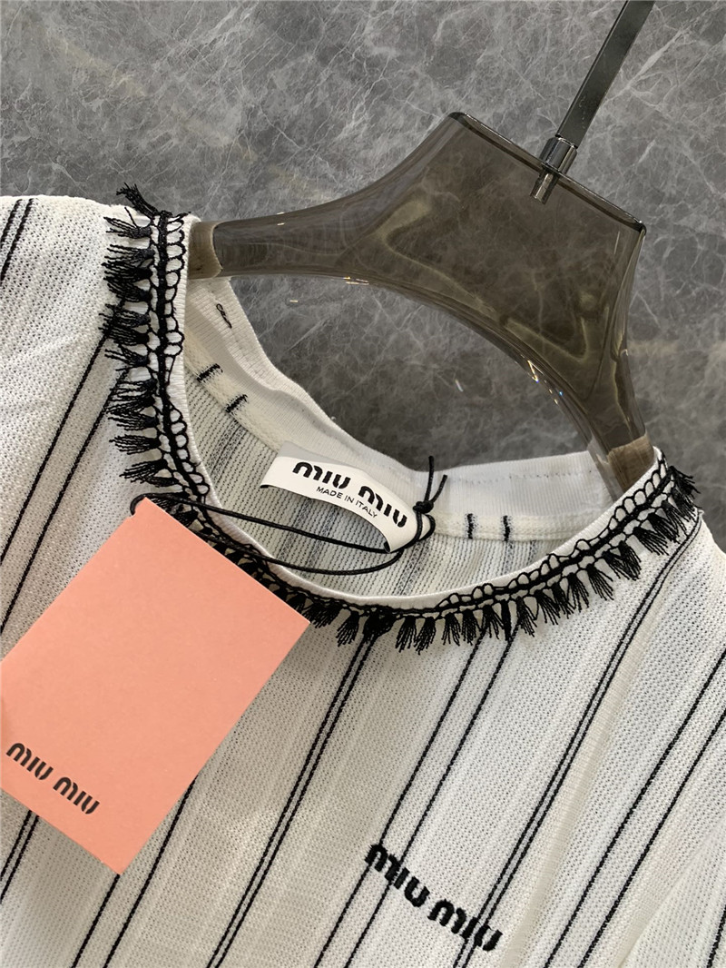 M1um1u vertical striped short-sleeved top replica designer clothes