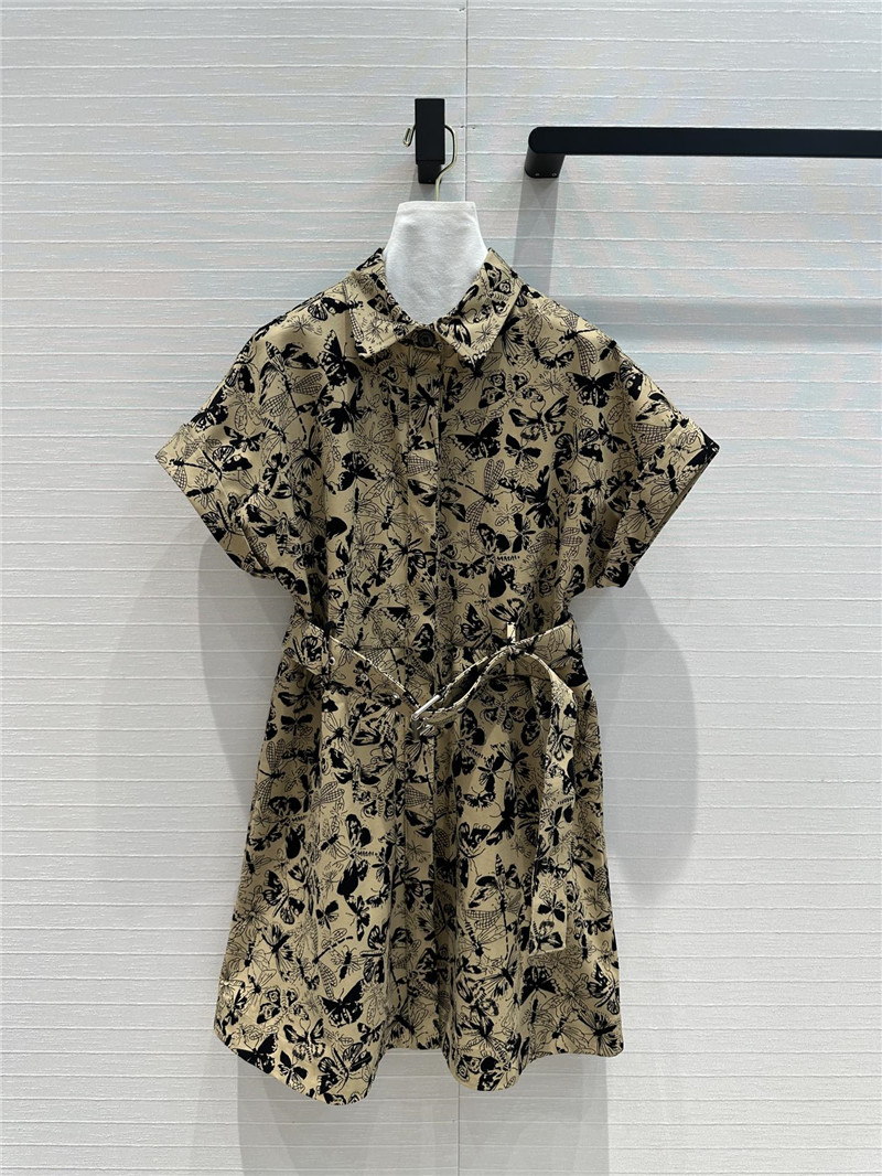 D10r black butterfly print khaki dress replica designer clothes