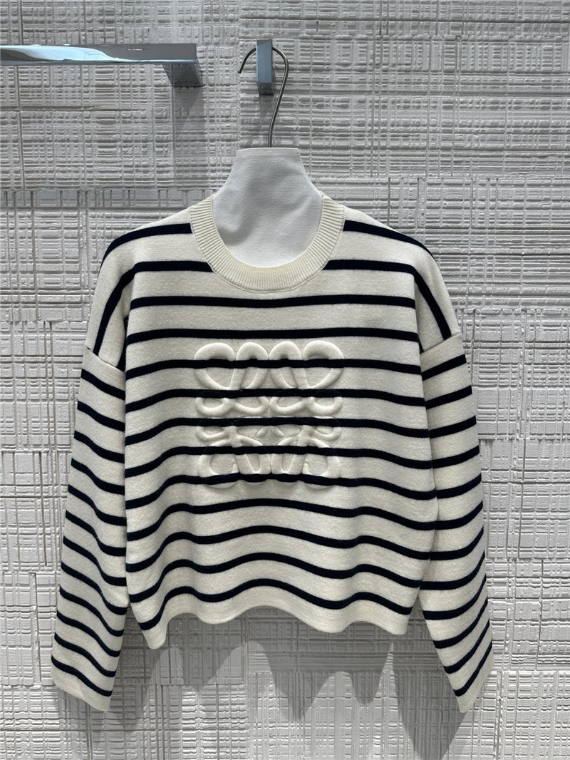 L0ew* 3d embossed logo intarsia striped sweater replica clothing