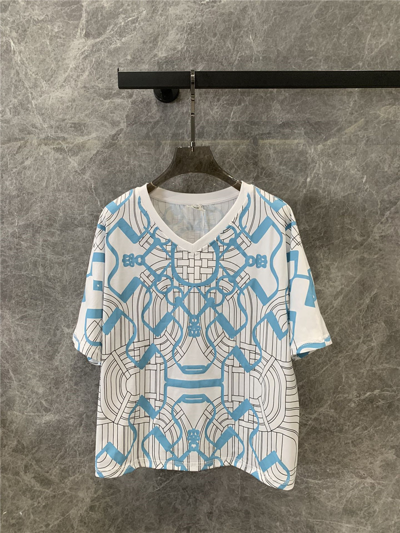 H**me5 geometric print v-neck short-sleeved t-shirt replicas clothes