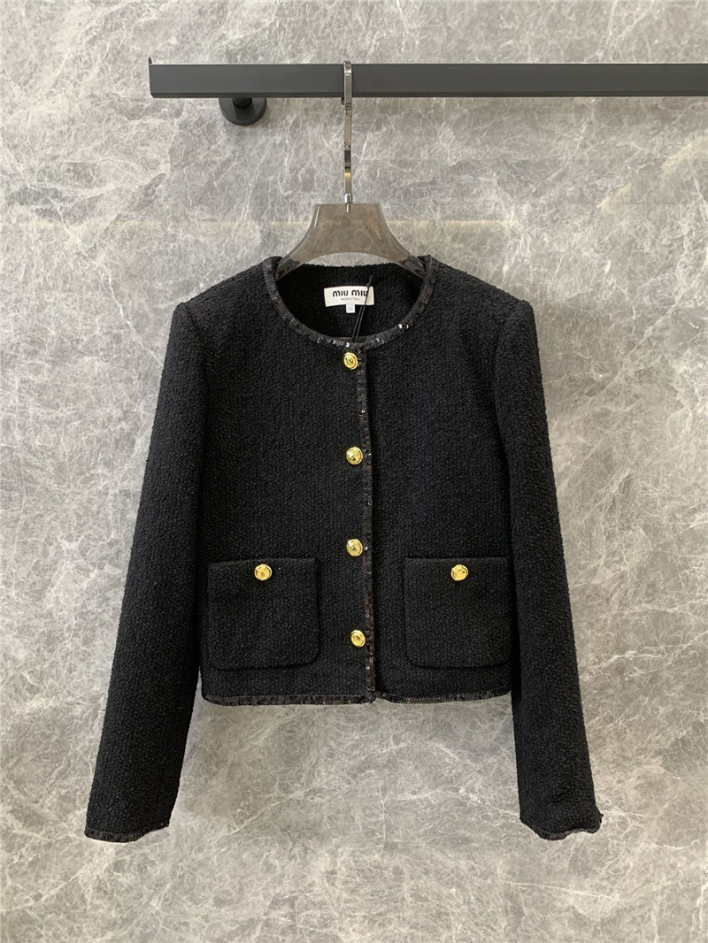 M1um1u single breasted tweed coat replica designer clothes