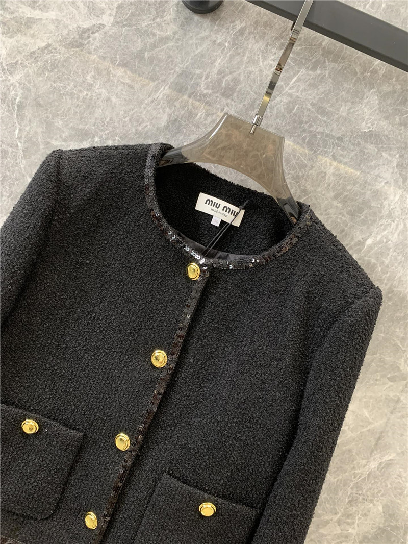 M1um1u single breasted tweed coat replica designer clothes