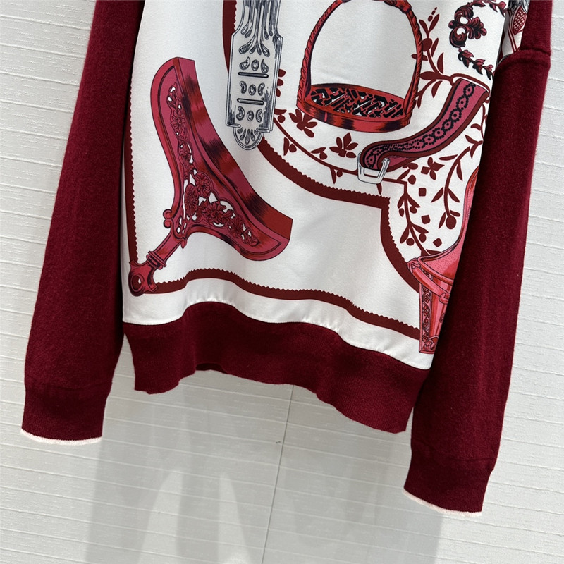 H**me5 saddle print pattern patchwork knitted top replica clothes