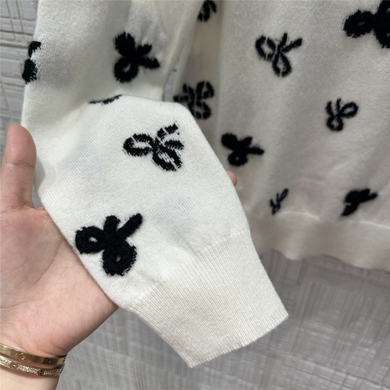 Ch**el bow intarsia cashmere sweater replica designer clothes