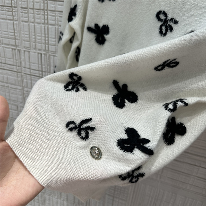 Ch**el bow intarsia cashmere sweater replica designer clothes