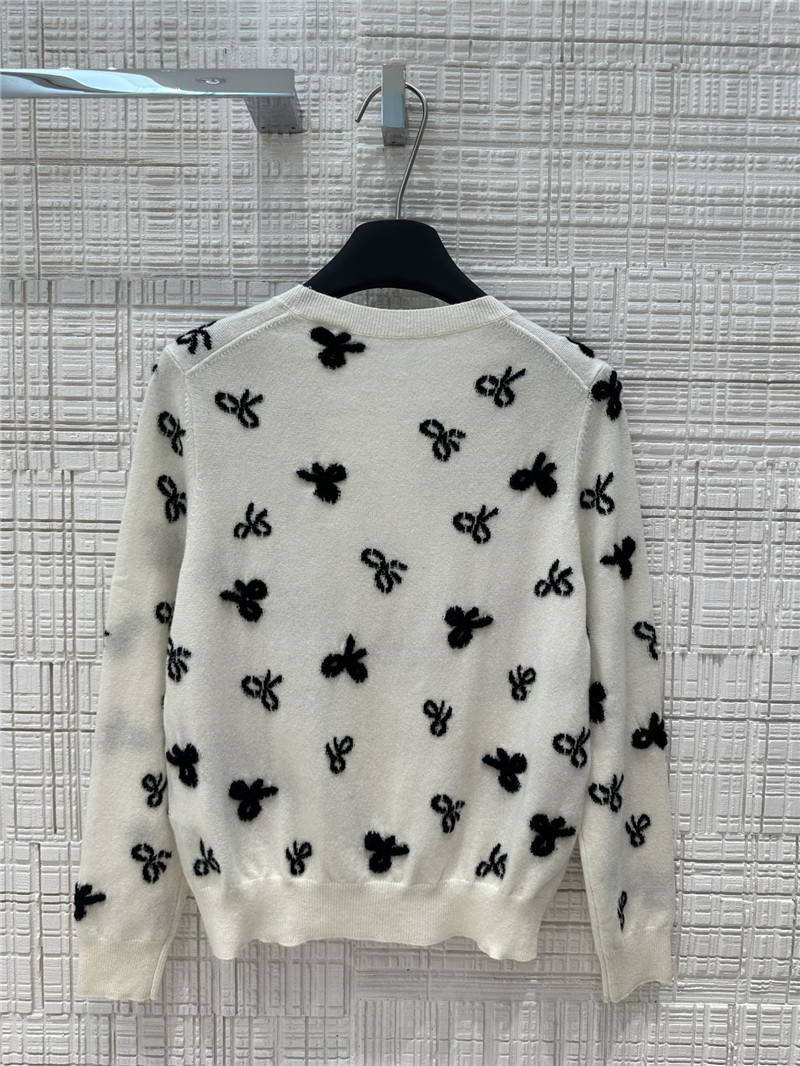Ch**el bow intarsia cashmere sweater replica designer clothes