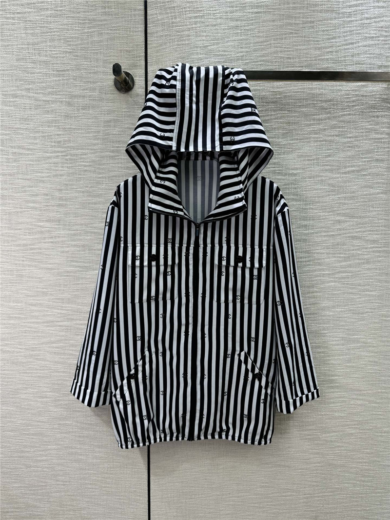 Ch**el vertical striped lapel hooded jacket replica d&g clothing