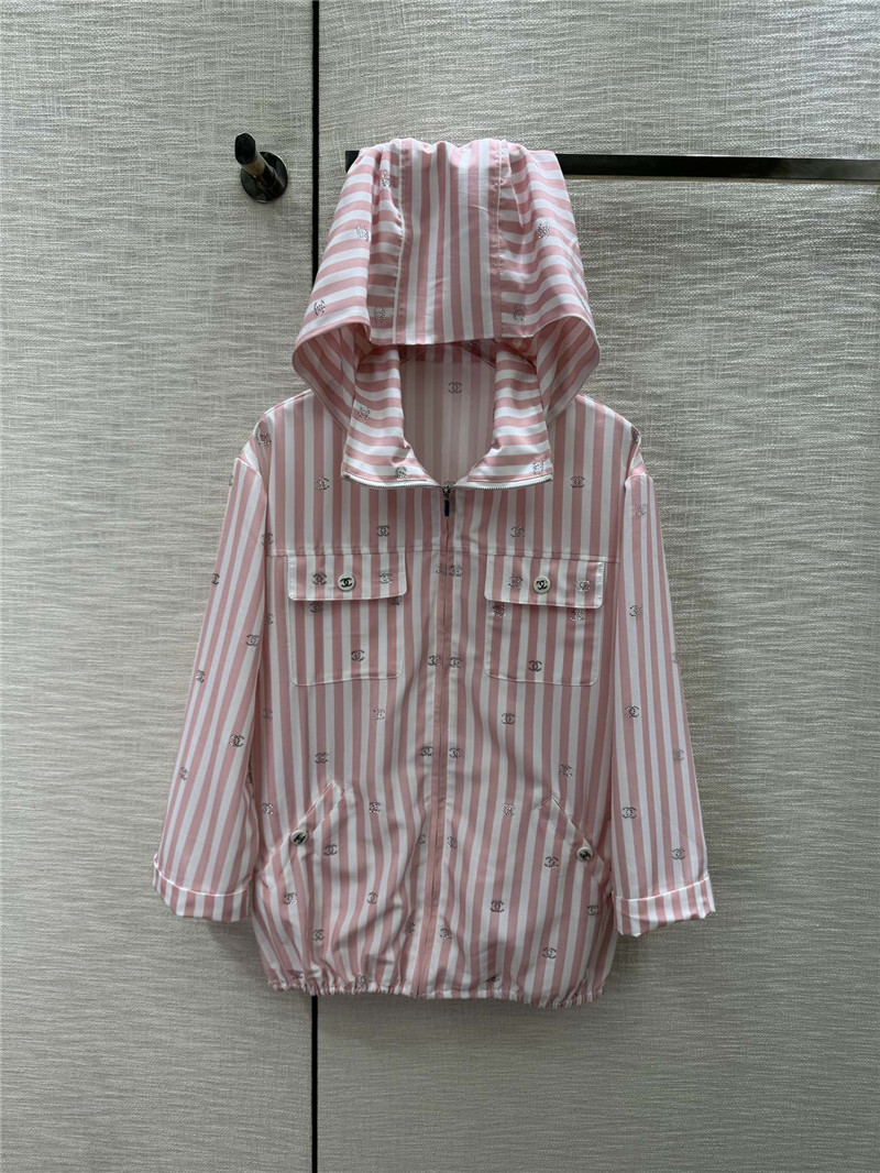 Ch**el vertical striped lapel hooded jacket replica d&g clothing