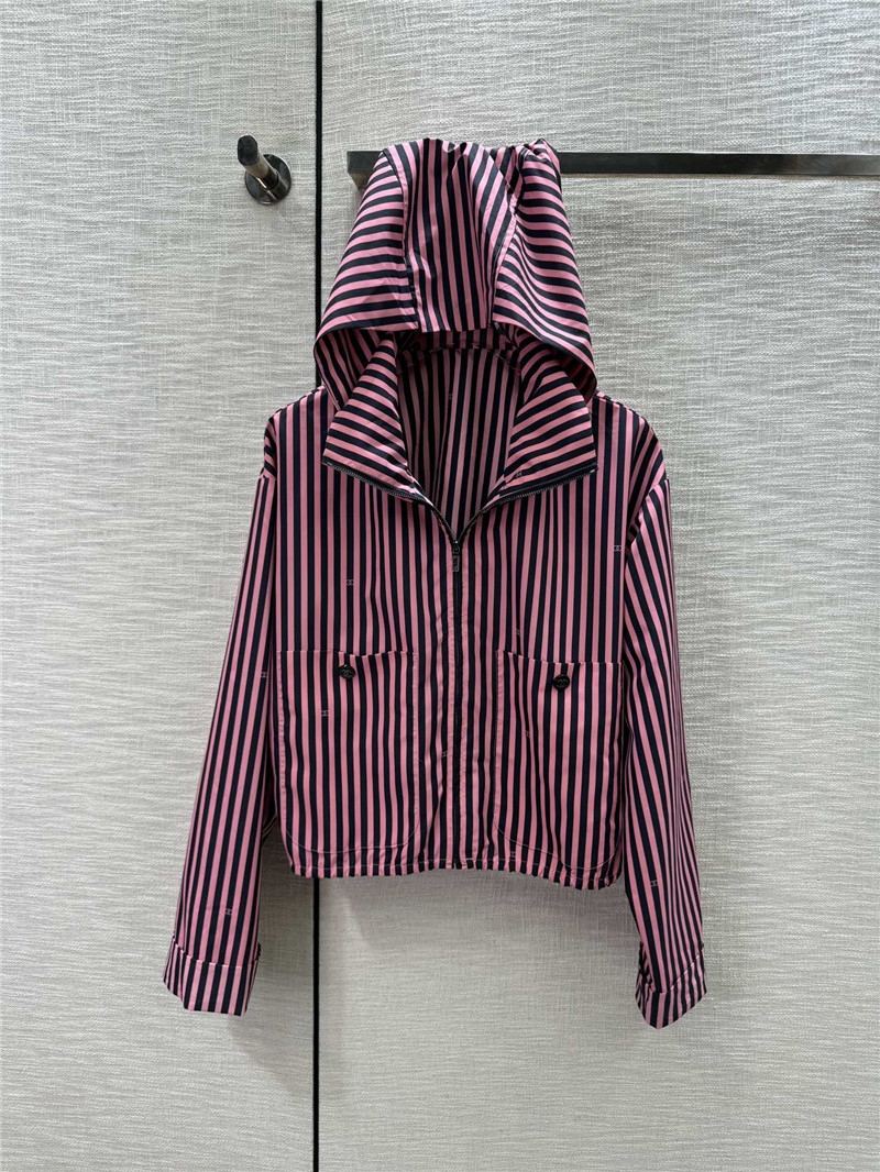 Ch**el vertical striped lapel hooded jacket replica d&g clothing