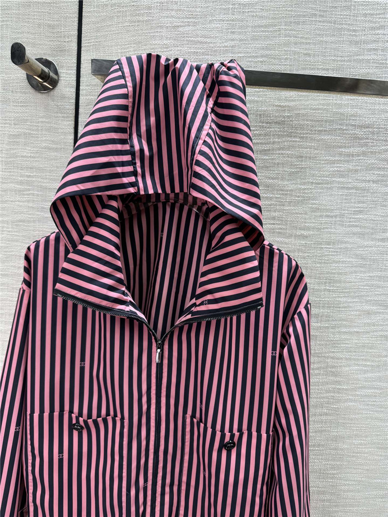 Ch**el vertical striped lapel hooded jacket replica d&g clothing