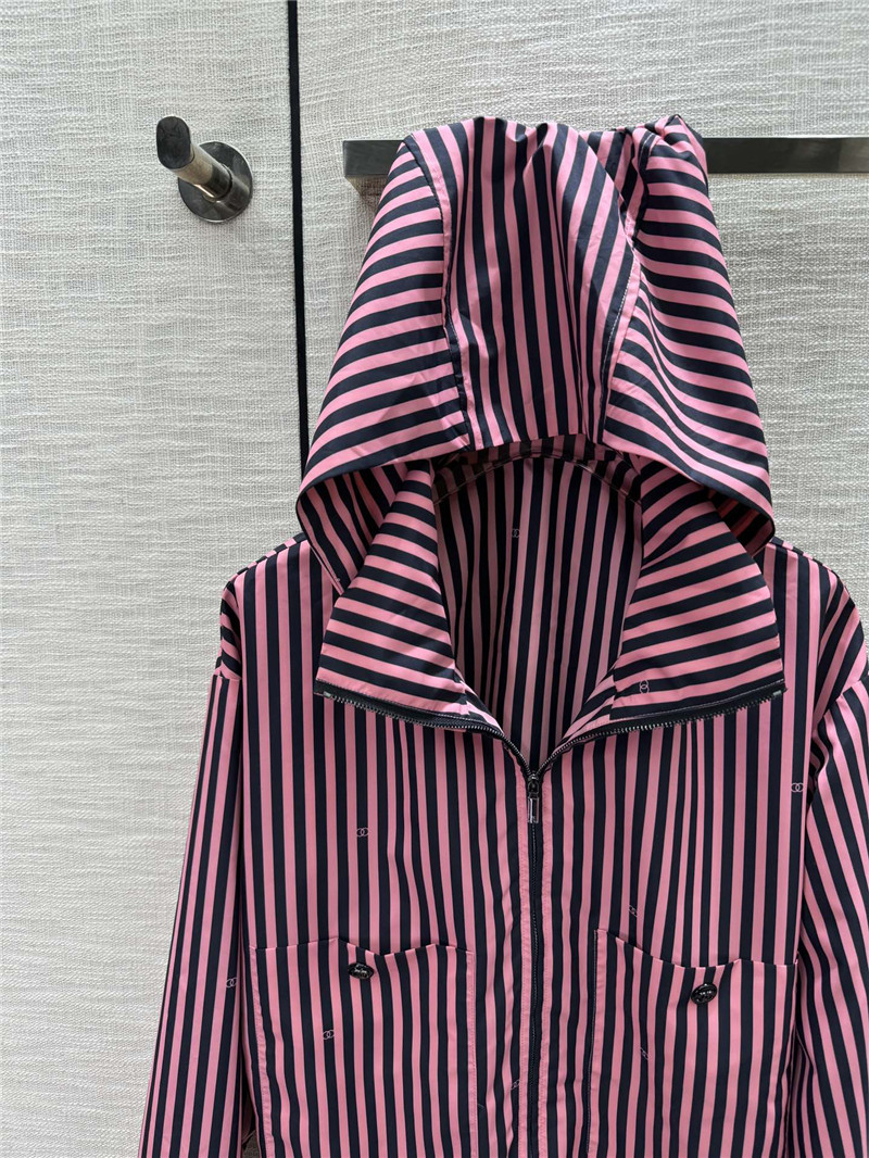 Ch**el vertical striped lapel hooded jacket replica d&g clothing