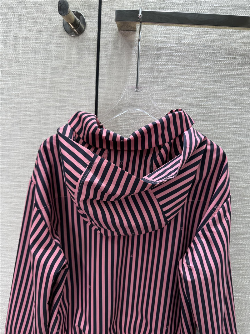 Ch**el vertical striped lapel hooded jacket replica d&g clothing
