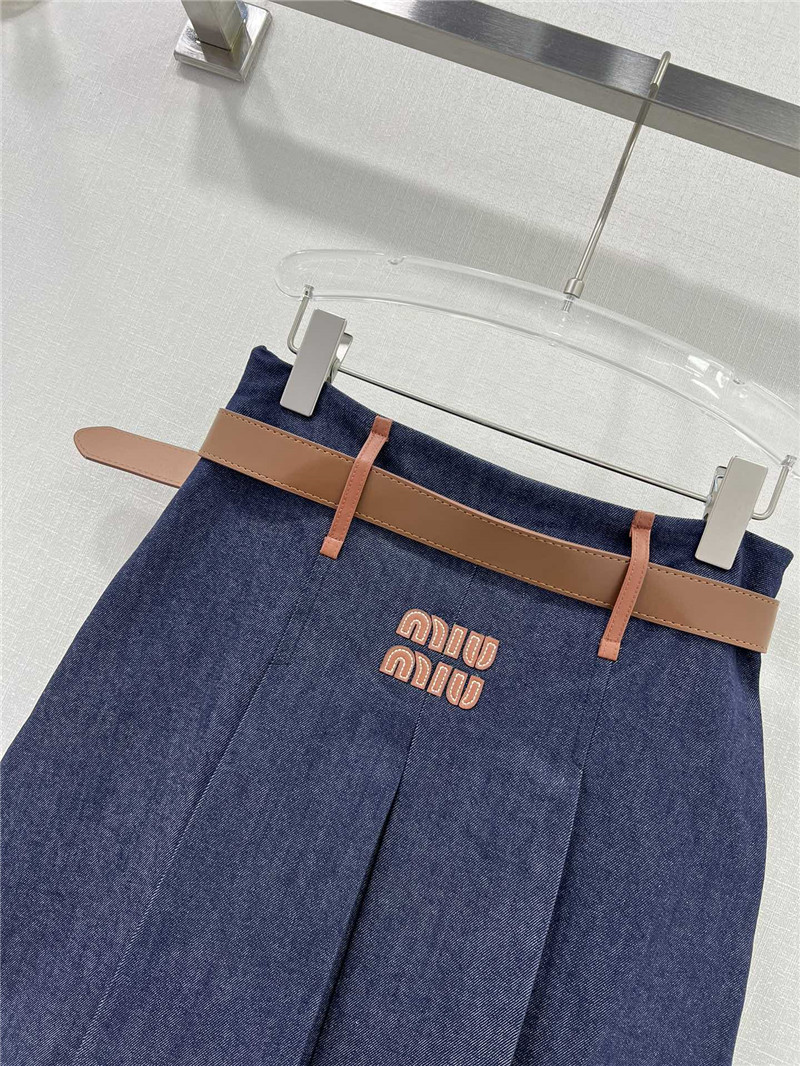 M1um1u patchwork leather trim midi skirt replica clothing sites