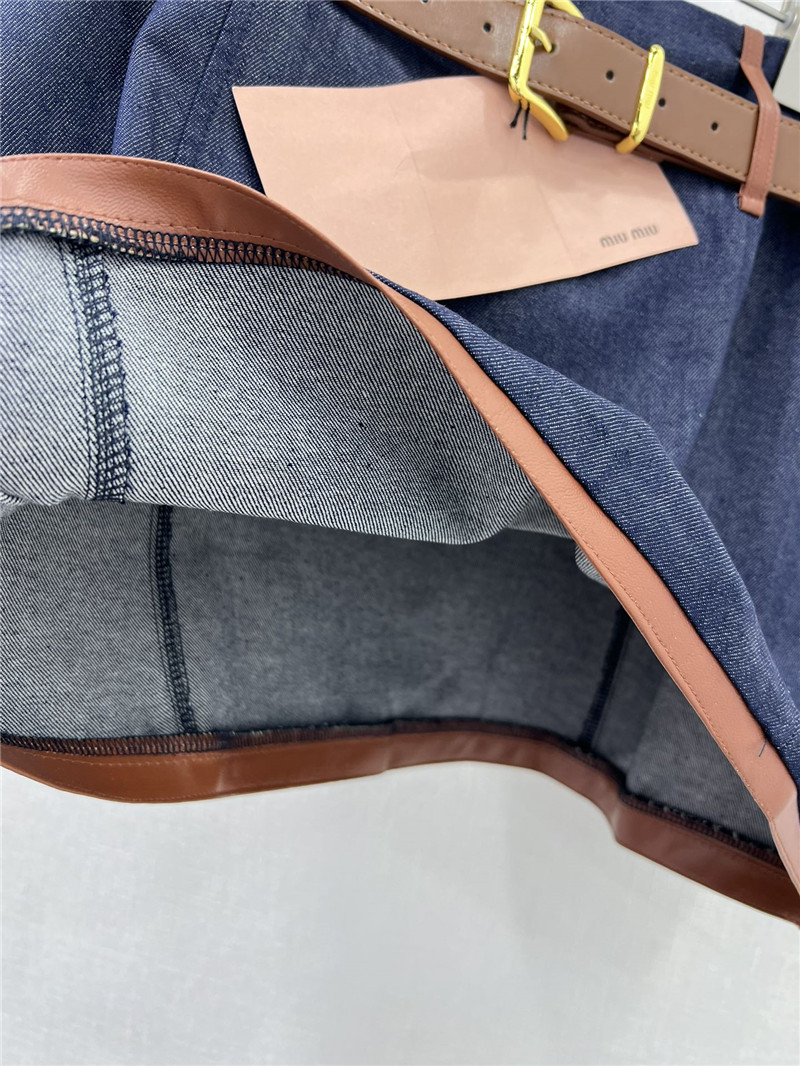 M1um1u new leather trim skirt replica d&g clothing