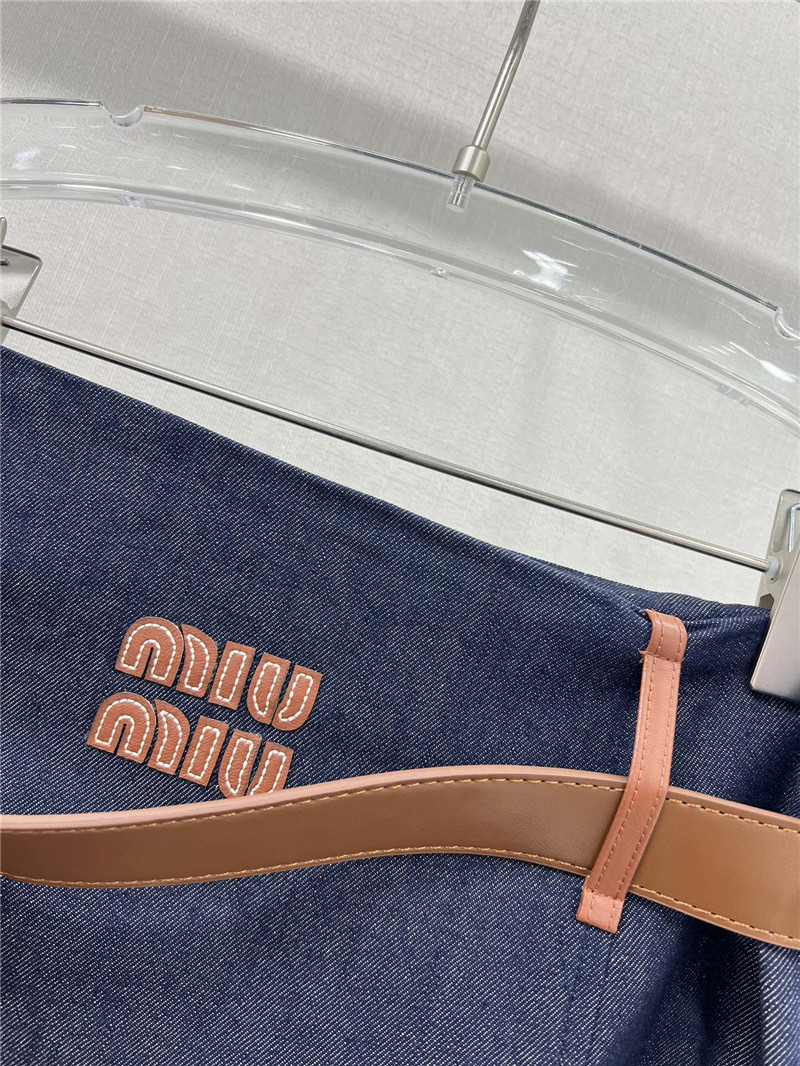 M1um1u new leather trim skirt replica d&g clothing