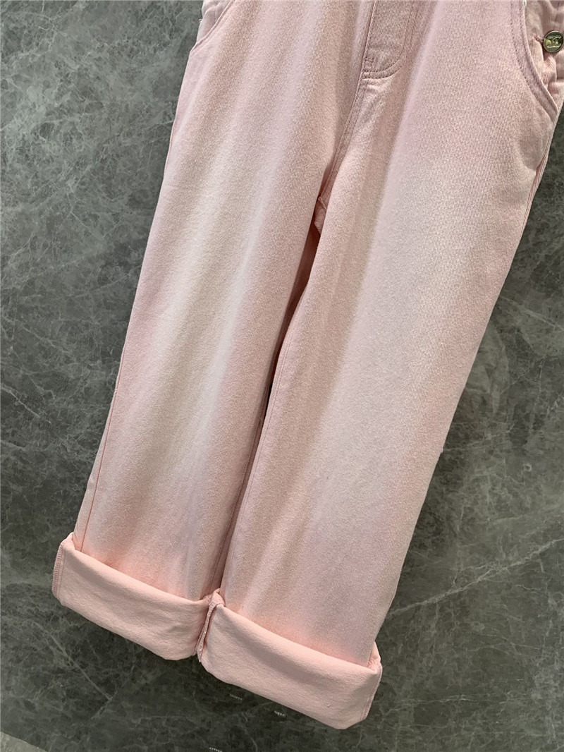 Ch**el love double c print denim overalls replica clothing