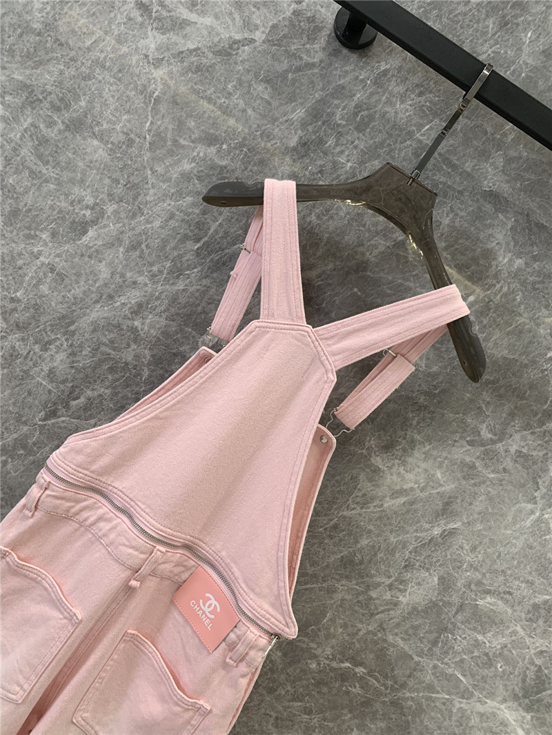 Ch**el love double c print denim overalls replica clothing