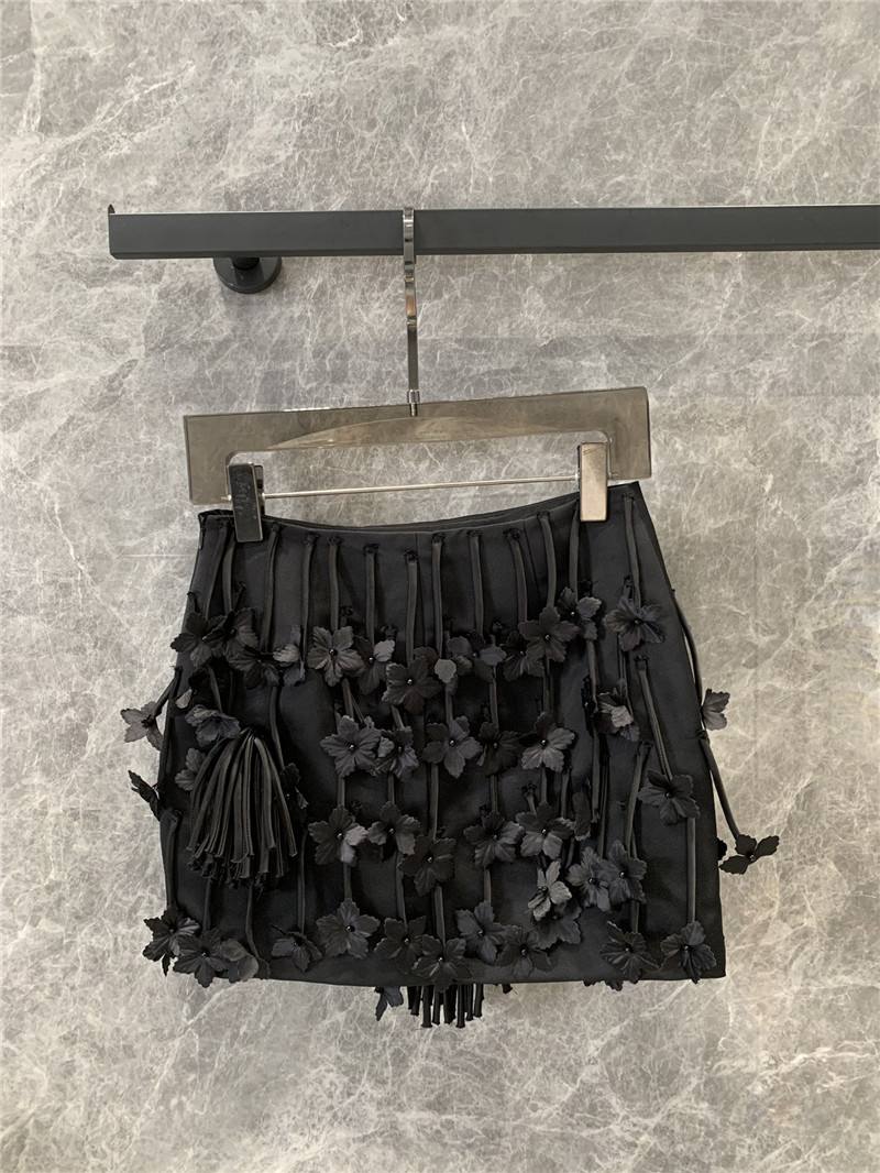 Pra*a beaded bow flower a-line skirt replica d&g clothing