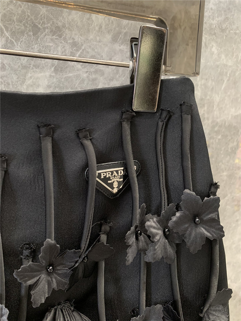 Pra*a beaded bow flower a-line skirt replica d&g clothing