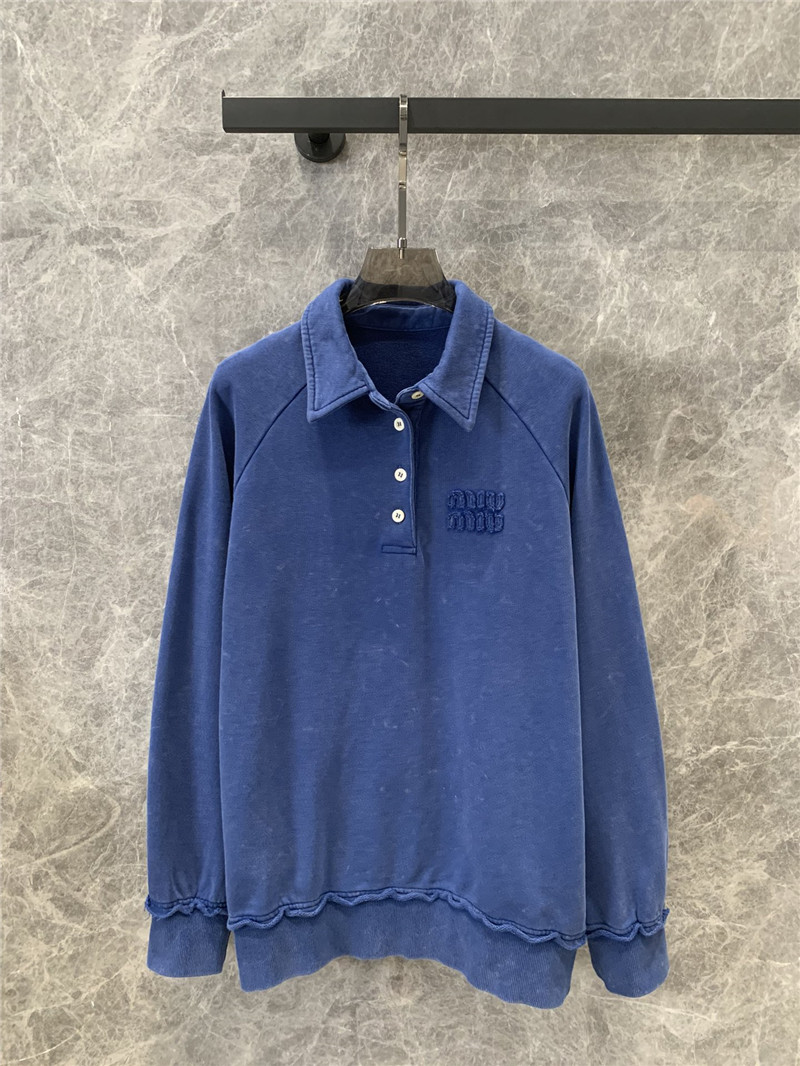 M1um1u blue sports casual style sweater replicas clothes