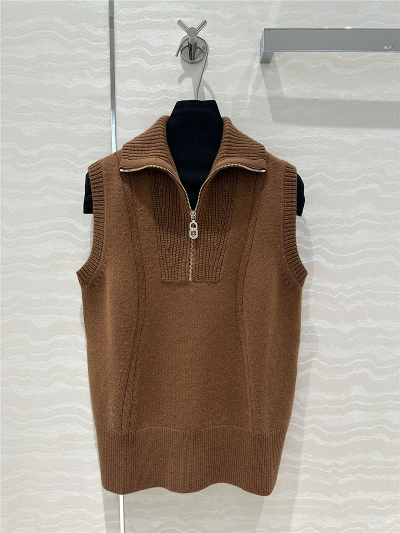 Ch**el lapel zipper vest replica designer clothes