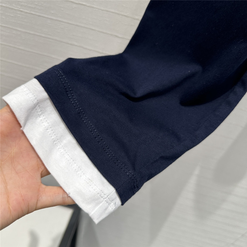 Pra*a contrast color patchwork long sleeve t replicas clothes