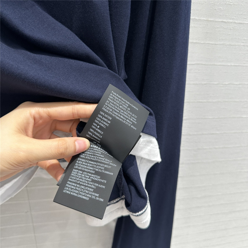 Pra*a contrast color patchwork long sleeve t replicas clothes