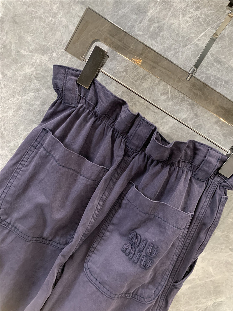 M1um1u flower bud waist straight overalls replica clothes