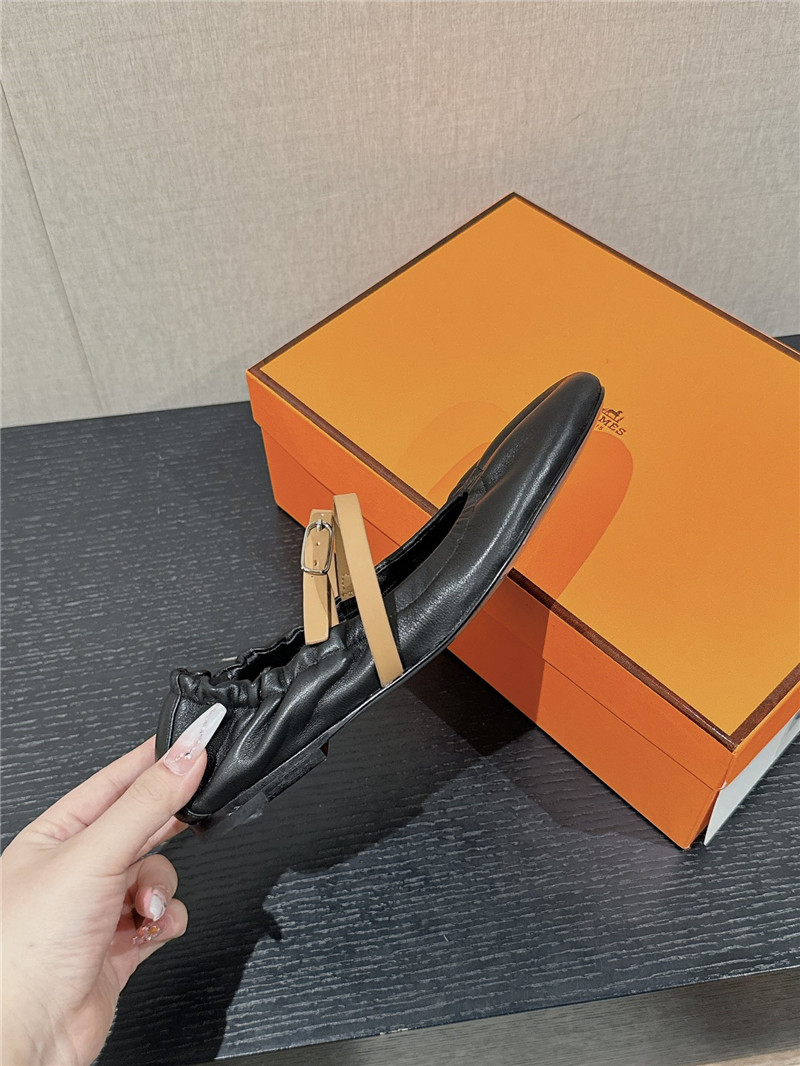 H**me5 jolly ballet flat in black leather