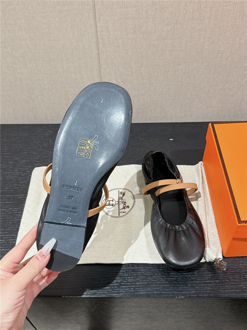H**me5 jolly ballet flat in black leather