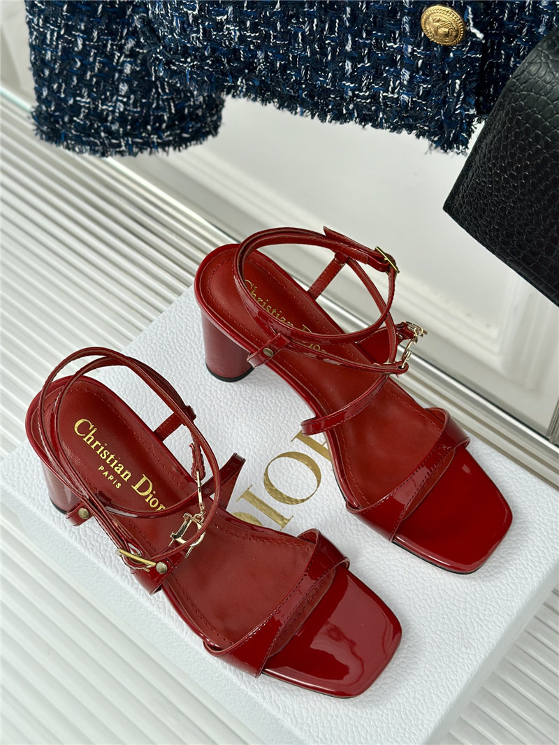 c’est D10r burgundy calfskin heeled sandals 10cm gold-tone