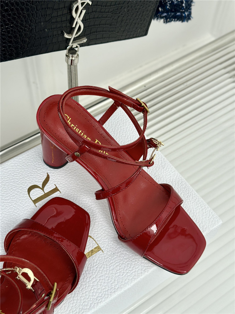 c’est D10r burgundy calfskin heeled sandals 10cm gold-tone