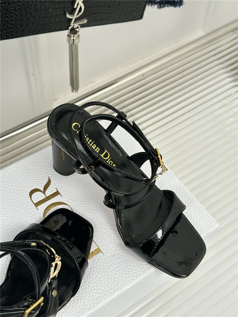 c’est D10r black calfskin heeled sandals 10cm gold-tone