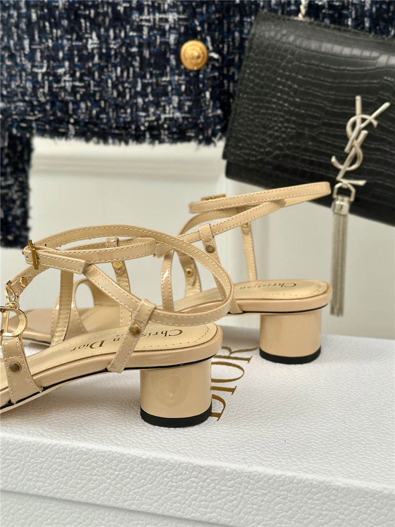 c’est D10r beige calfskin 5cm heeled sandals with gold-tone