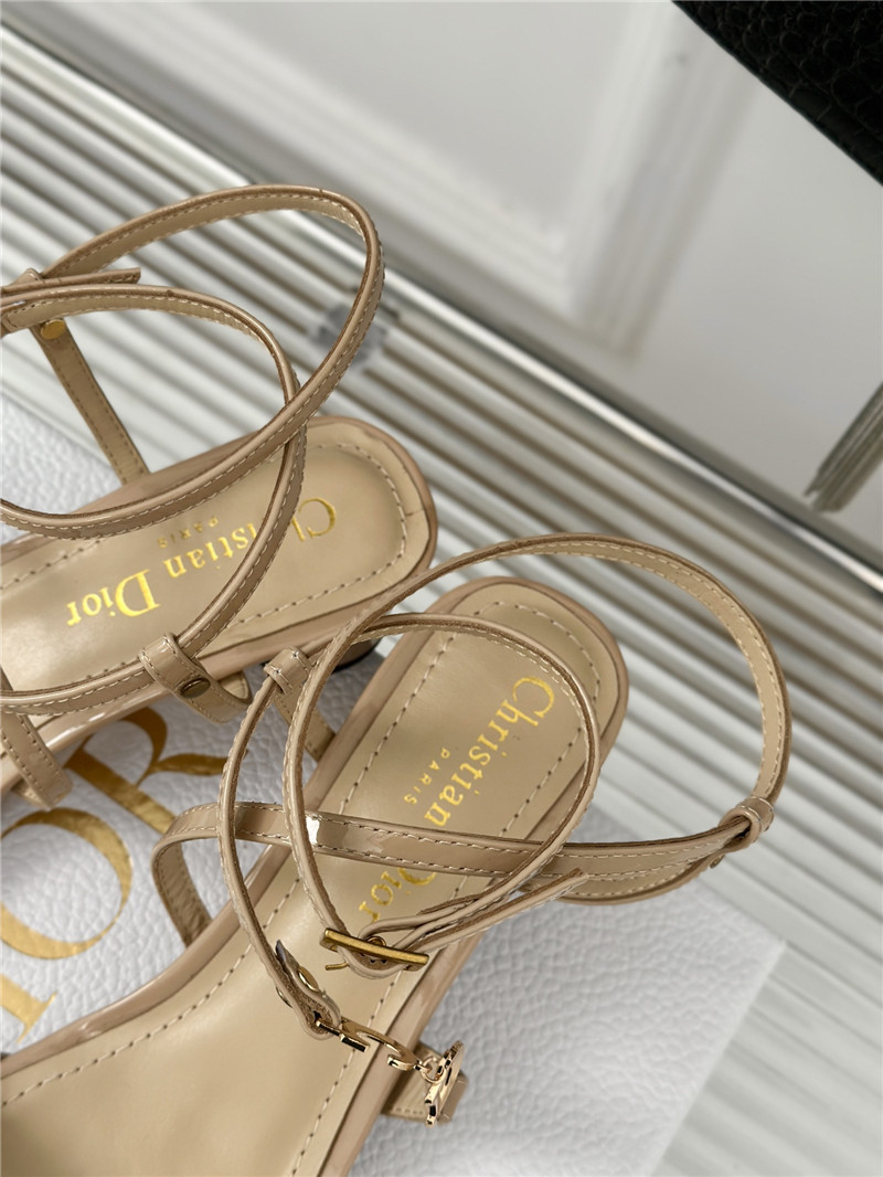 c’est D10r beige calfskin 5cm heeled sandals with gold-tone