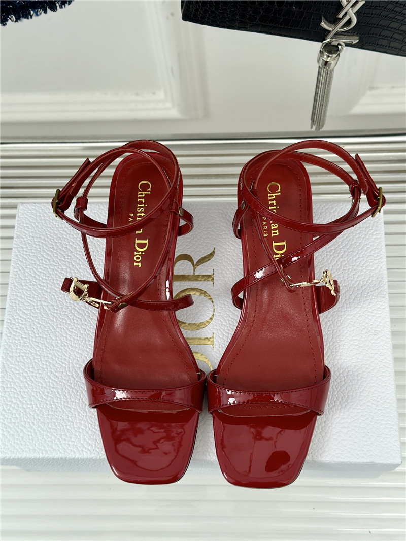 c’est D10r 5cm burgundy calfskin heeled sandals with gold-tone