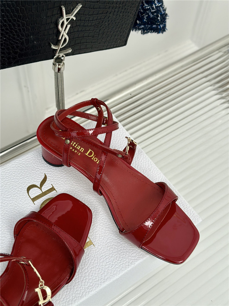c’est D10r 5cm burgundy calfskin heeled sandals with gold-tone