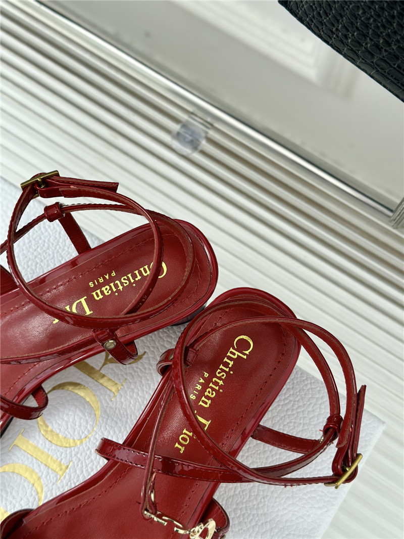 c’est D10r 5cm burgundy calfskin heeled sandals with gold-tone
