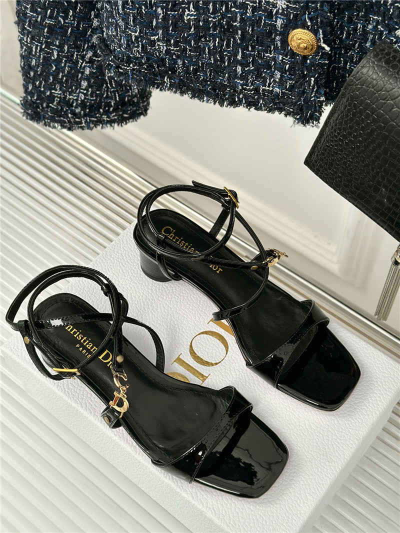 c’est D10r 5cm black calfskin heeled sandals with gold-tone