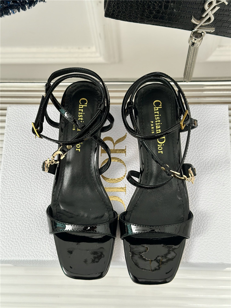 c’est D10r 5cm black calfskin heeled sandals with gold-tone